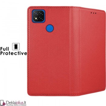 Telone smart magnet atverčiamas dėklas - raudonas(Xiaomi Redmi 9C)